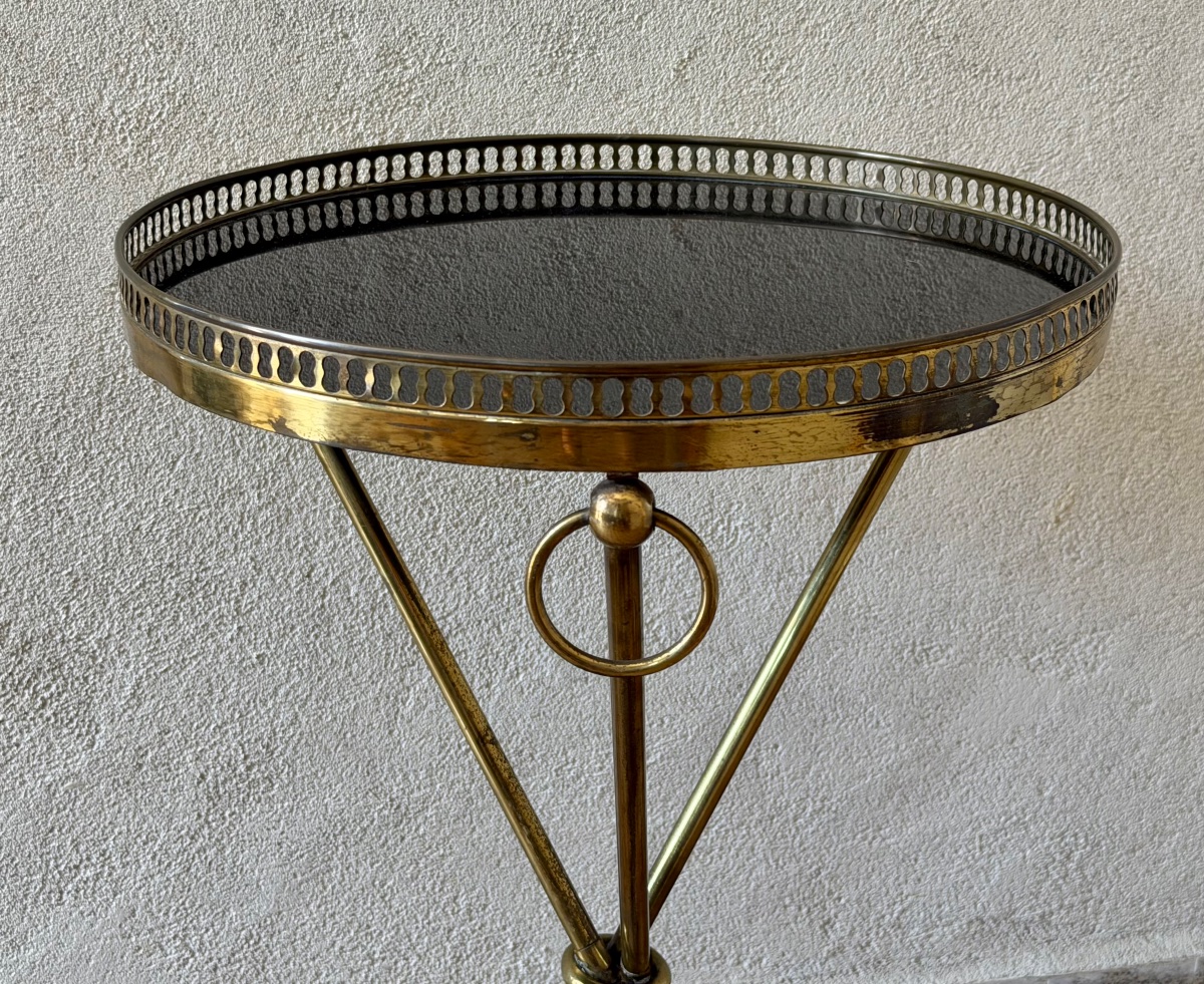 gueridon tripode en laiton doré circa 50 -photo-2