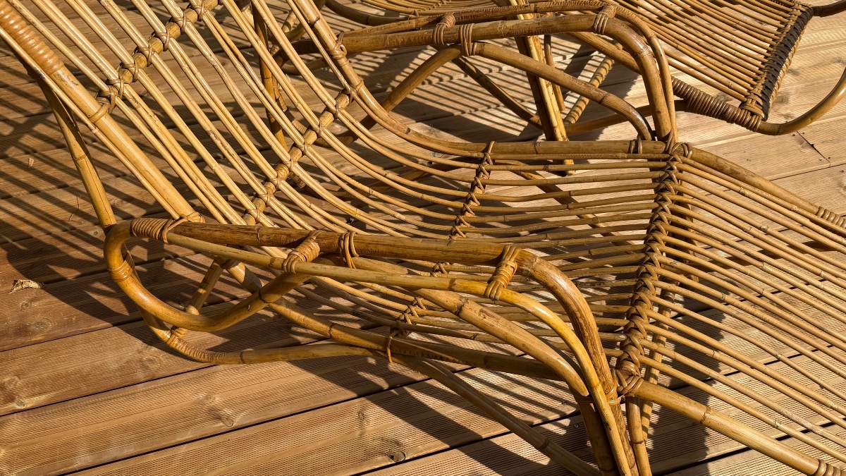 chaise longue rotin dlg de Tito agoni  Italie circa 70-photo-2