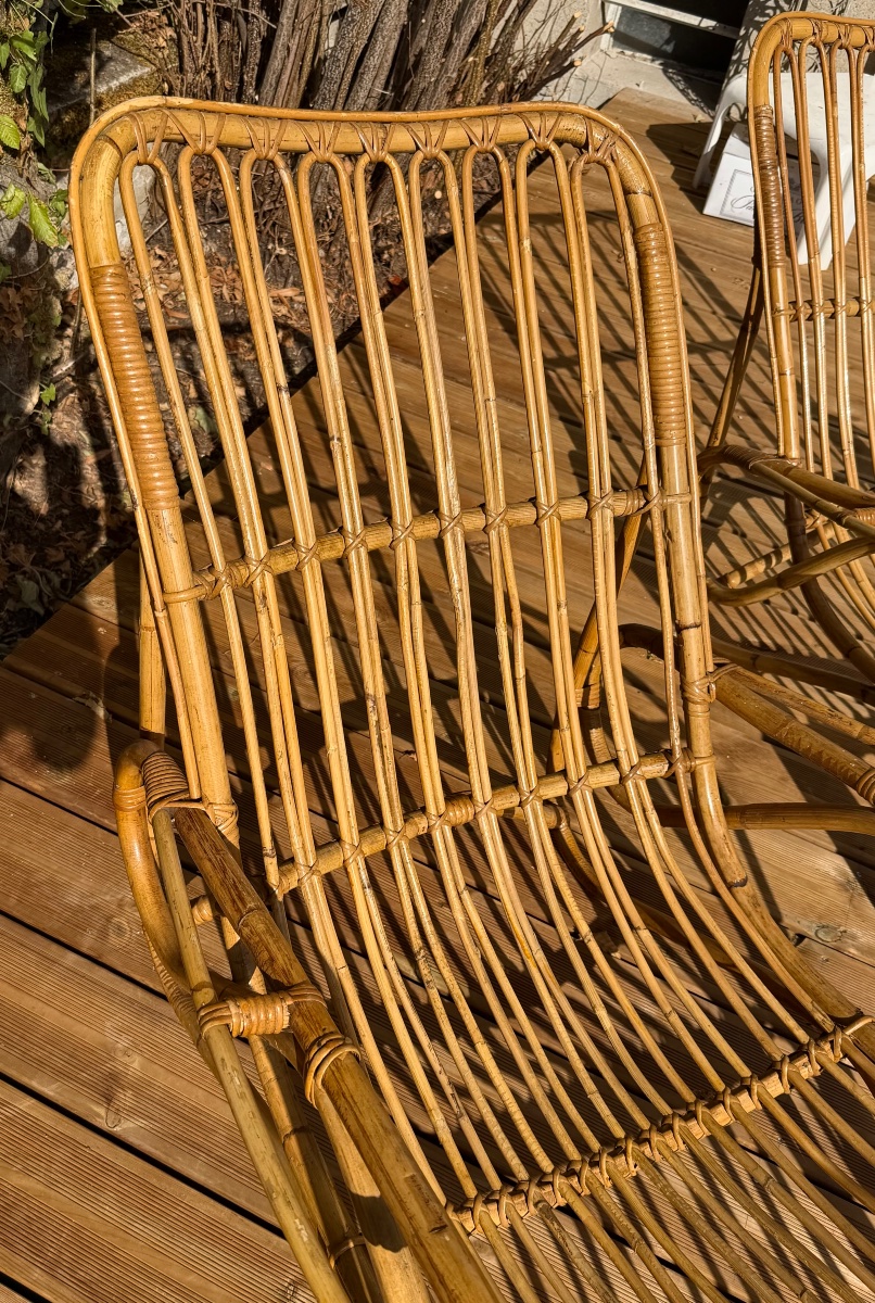 chaise longue rotin dlg de Tito agoni  Italie circa 70-photo-3