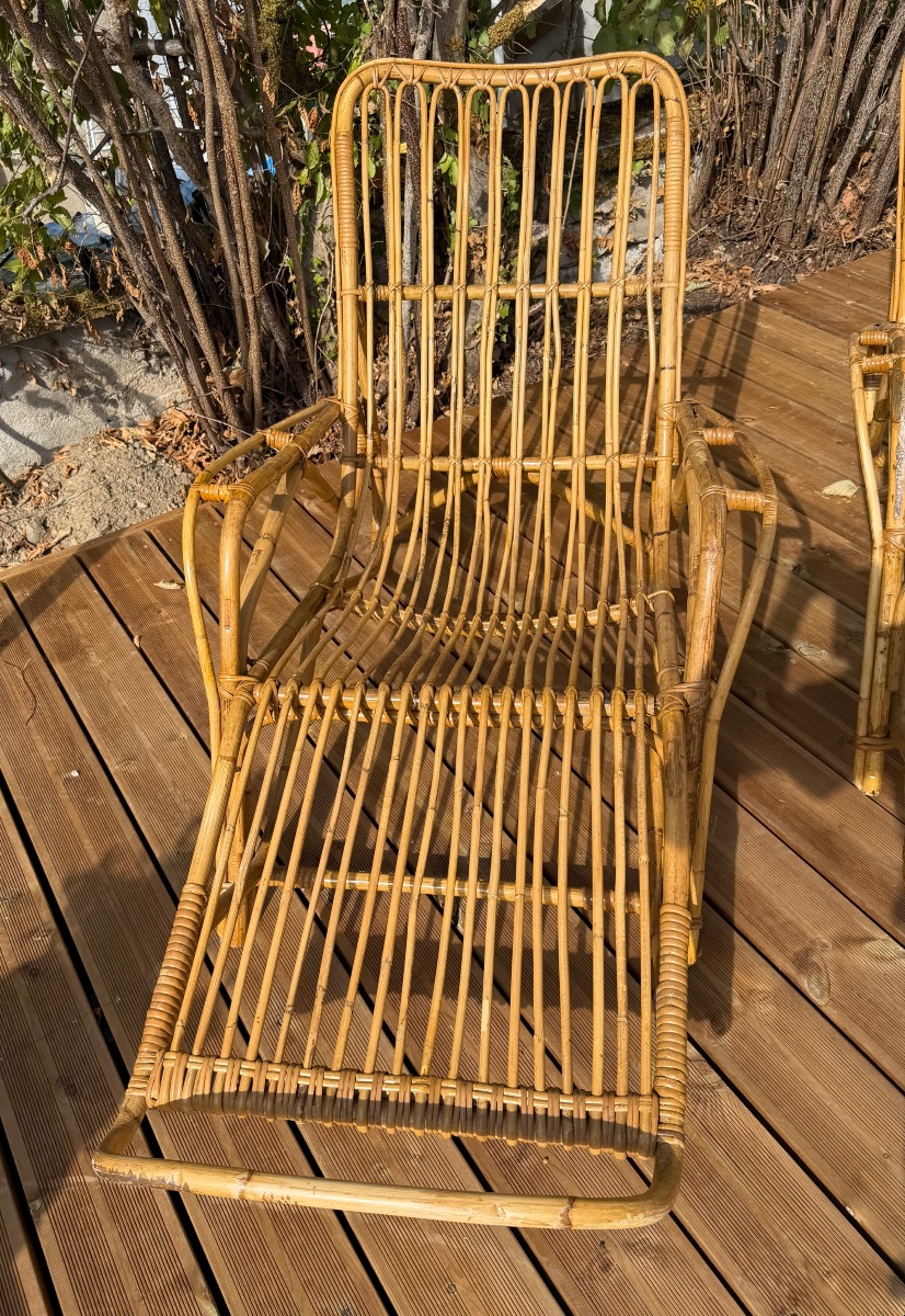 chaise longue rotin dlg de Tito agoni  Italie circa 70-photo-3