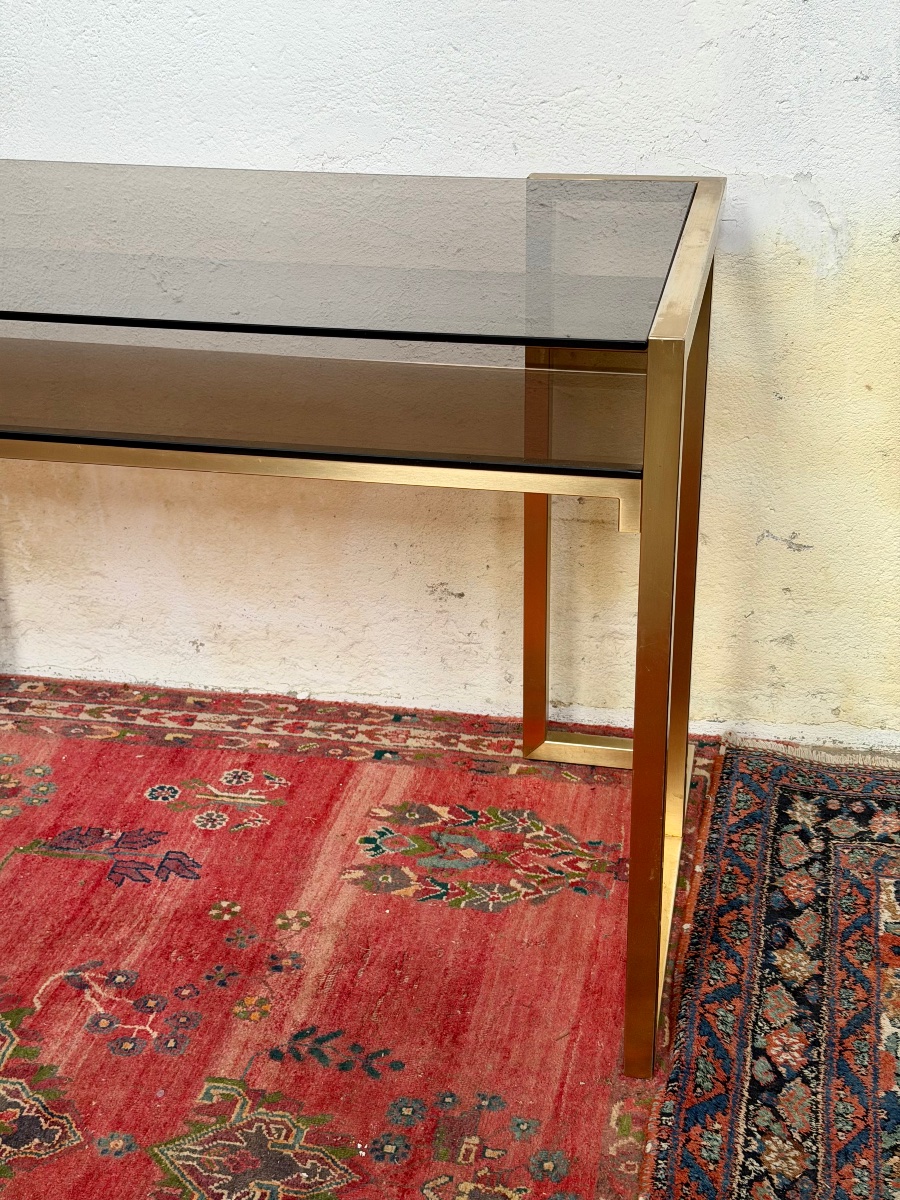 Brass And Smoked Glass Desk By Jansen -photo-3