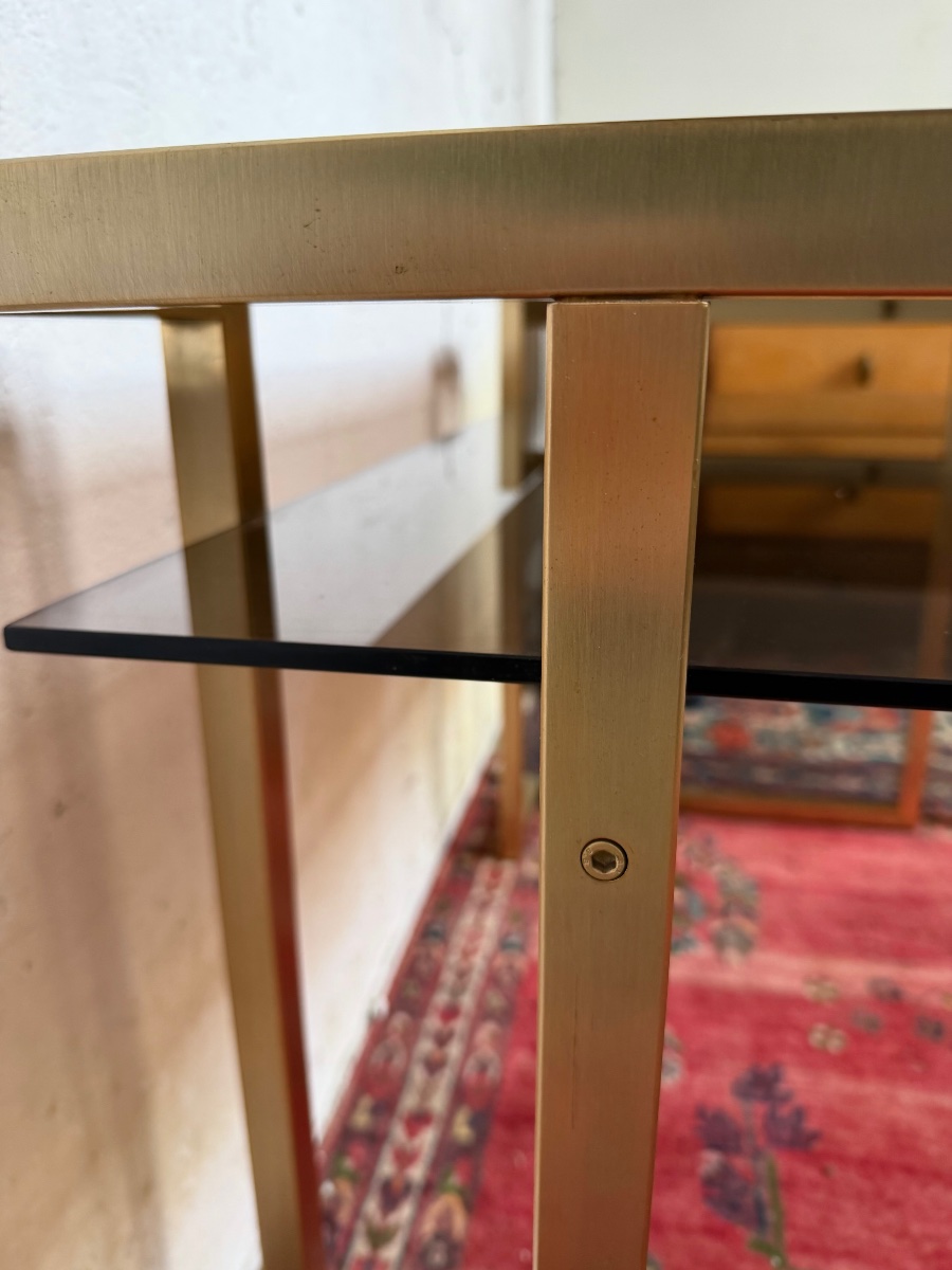 Brass And Smoked Glass Desk By Jansen -photo-1