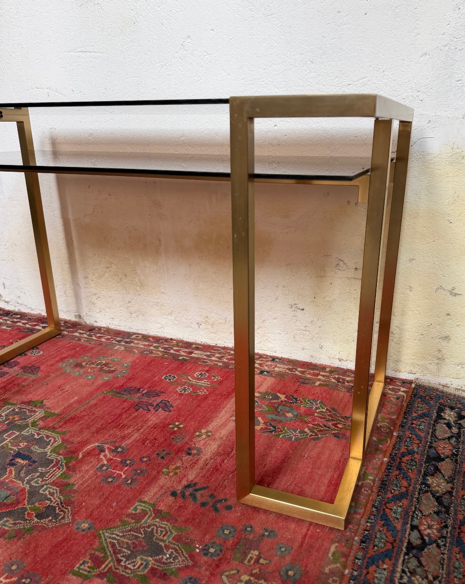 Brass And Smoked Glass Desk By Jansen -photo-4