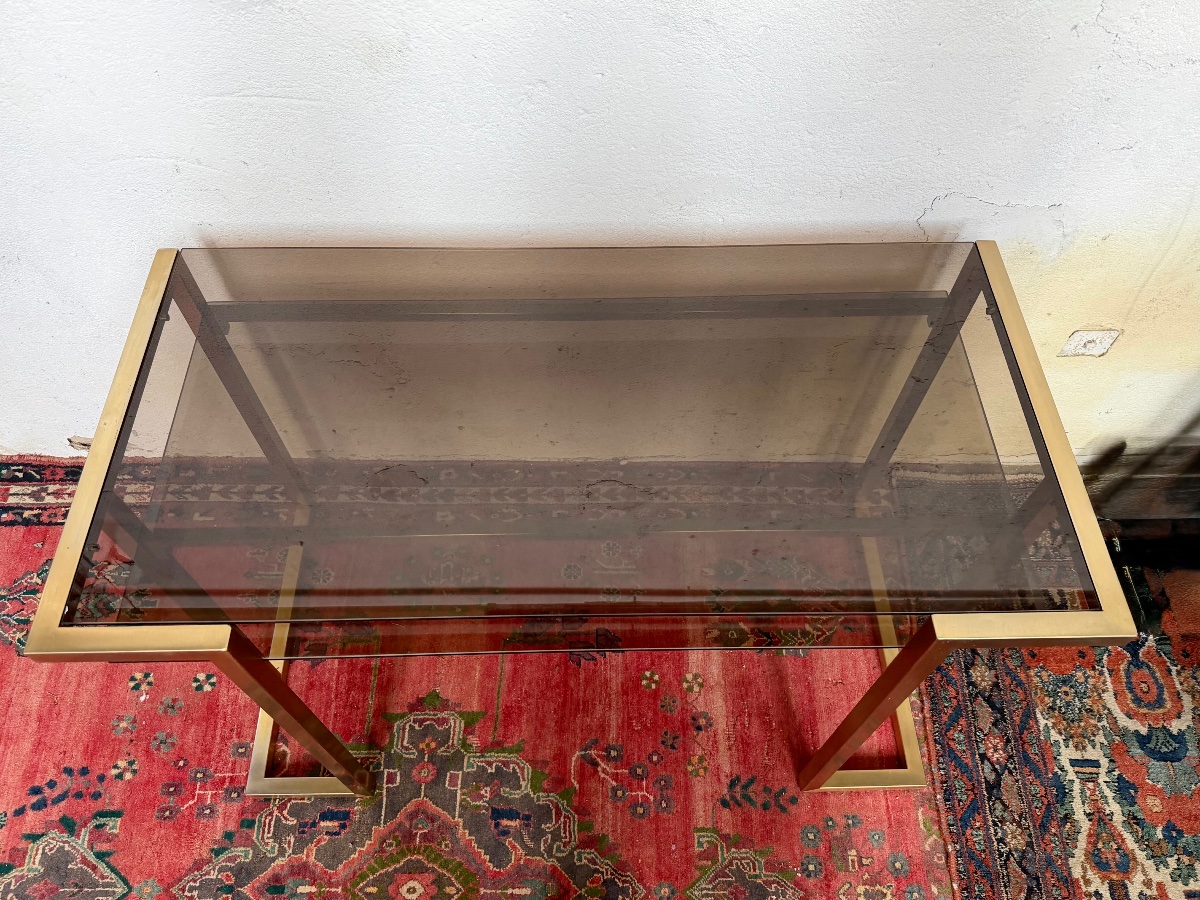 Brass And Smoked Glass Desk By Jansen -photo-5