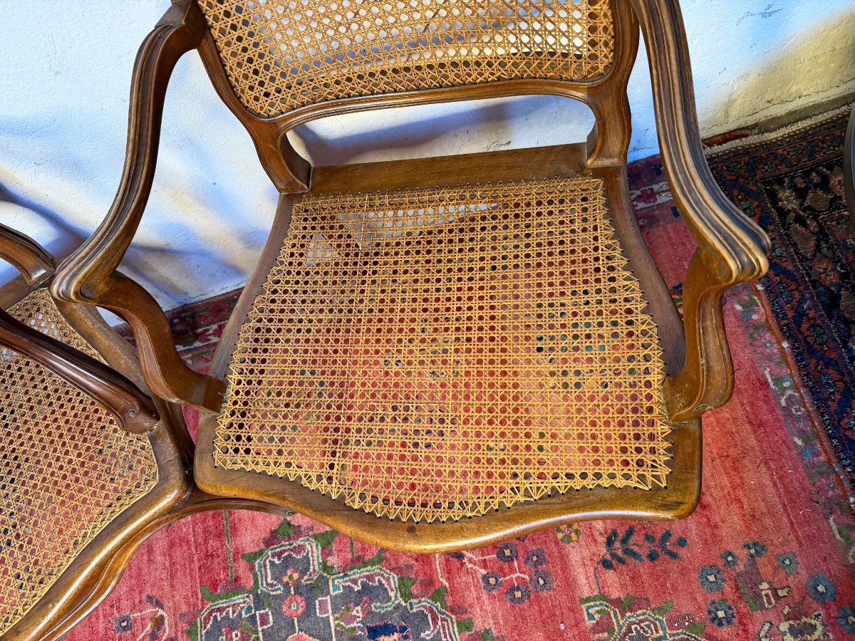 paire de fauteuils style lxv cannés noyer -photo-2