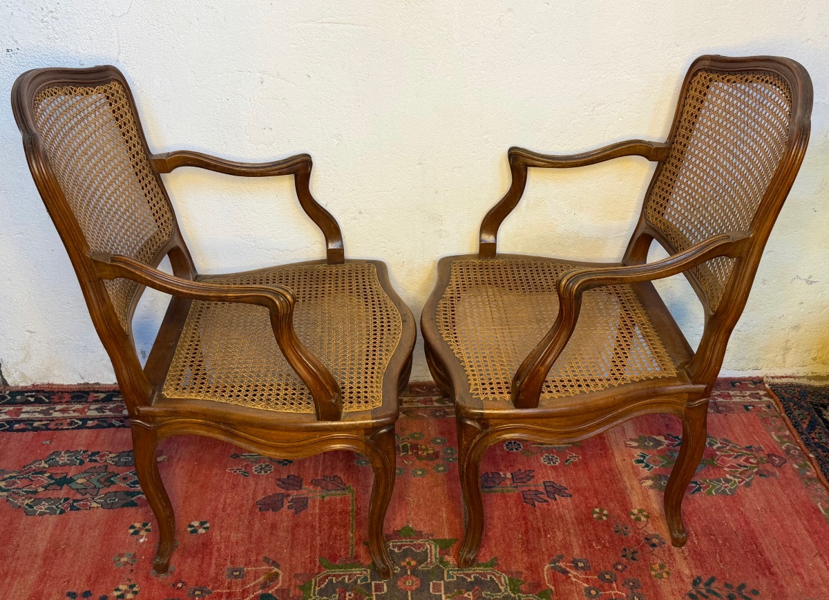 paire de fauteuils style lxv cannés noyer -photo-4