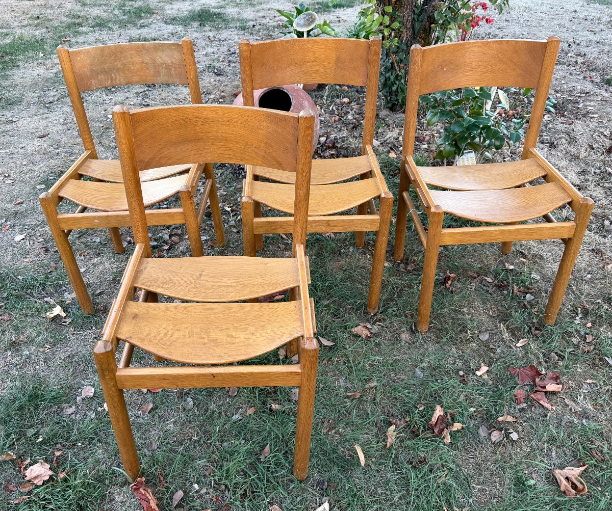 serie de 4 chaises dans le gout de Grete  Jalk ou poul Jeppesens-photo-8