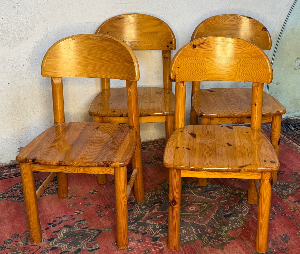 Set Of 4 Rainer Daumiller Chairs, Circa 1970, Natural Pine