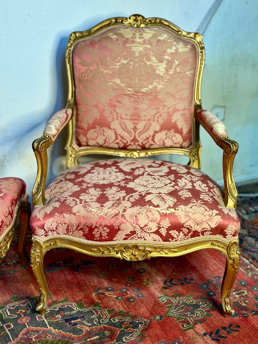 paire de fauteuils lXV bois doré circa XIX ieme-photo-3