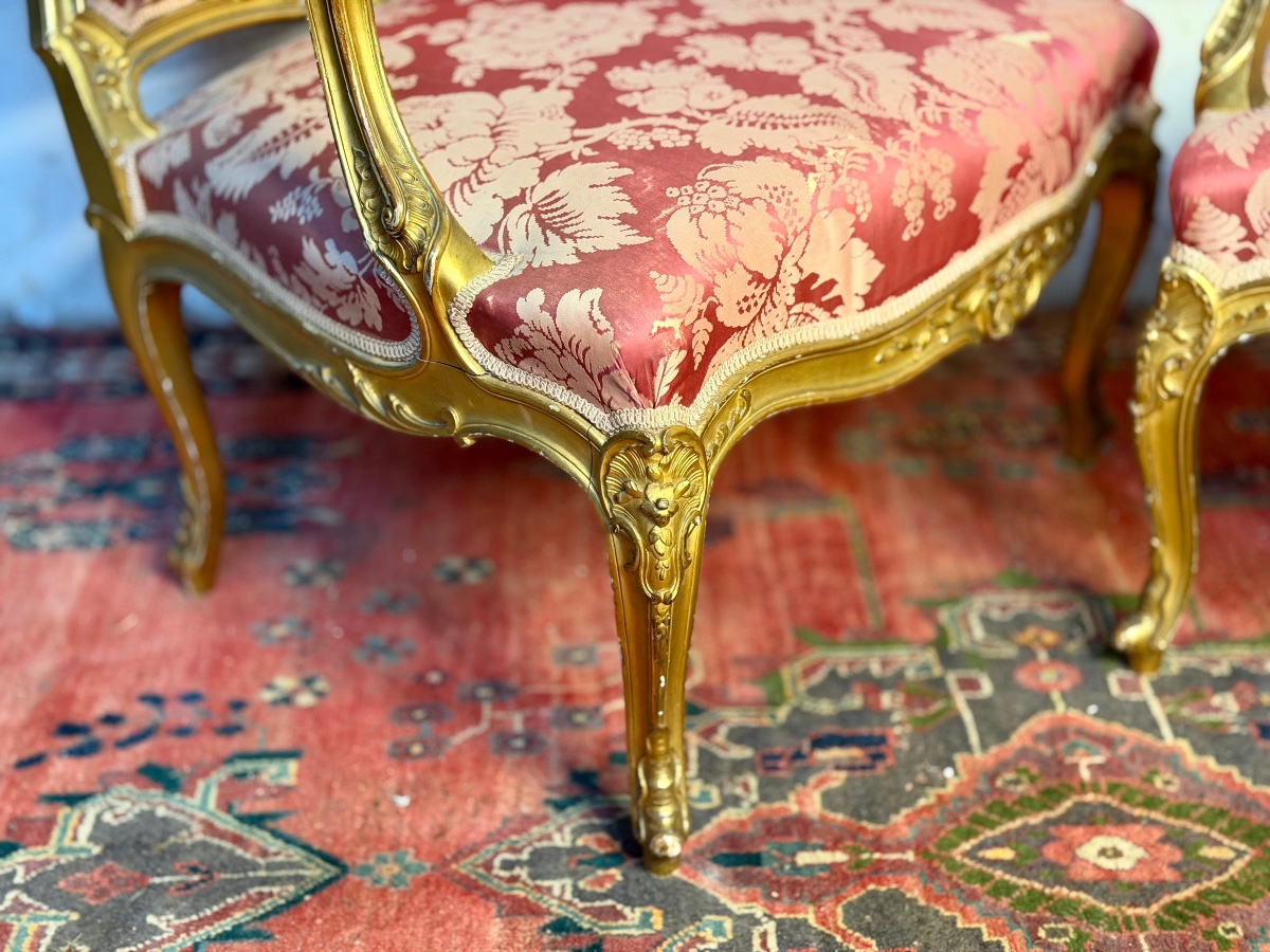paire de fauteuils lXV bois doré circa XIX ieme-photo-4