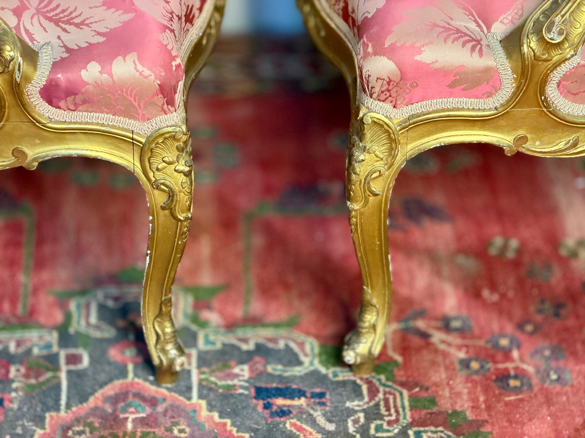 paire de fauteuils lXV bois doré circa XIX ieme-photo-5