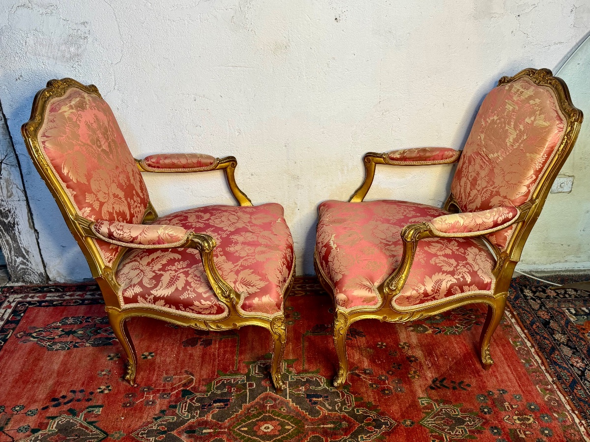 paire de fauteuils lXV bois doré circa XIX ieme-photo-7