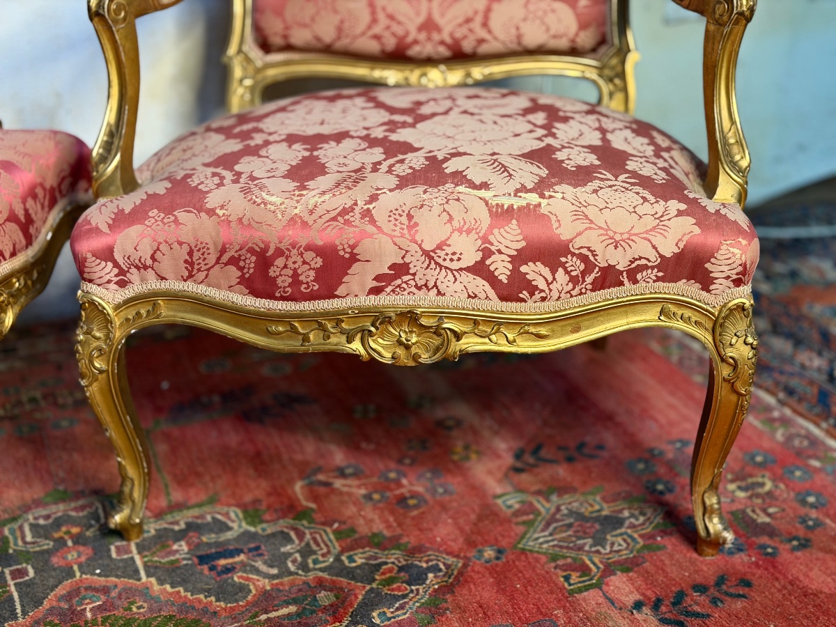 paire de fauteuils lXV bois doré circa XIX ieme-photo-2