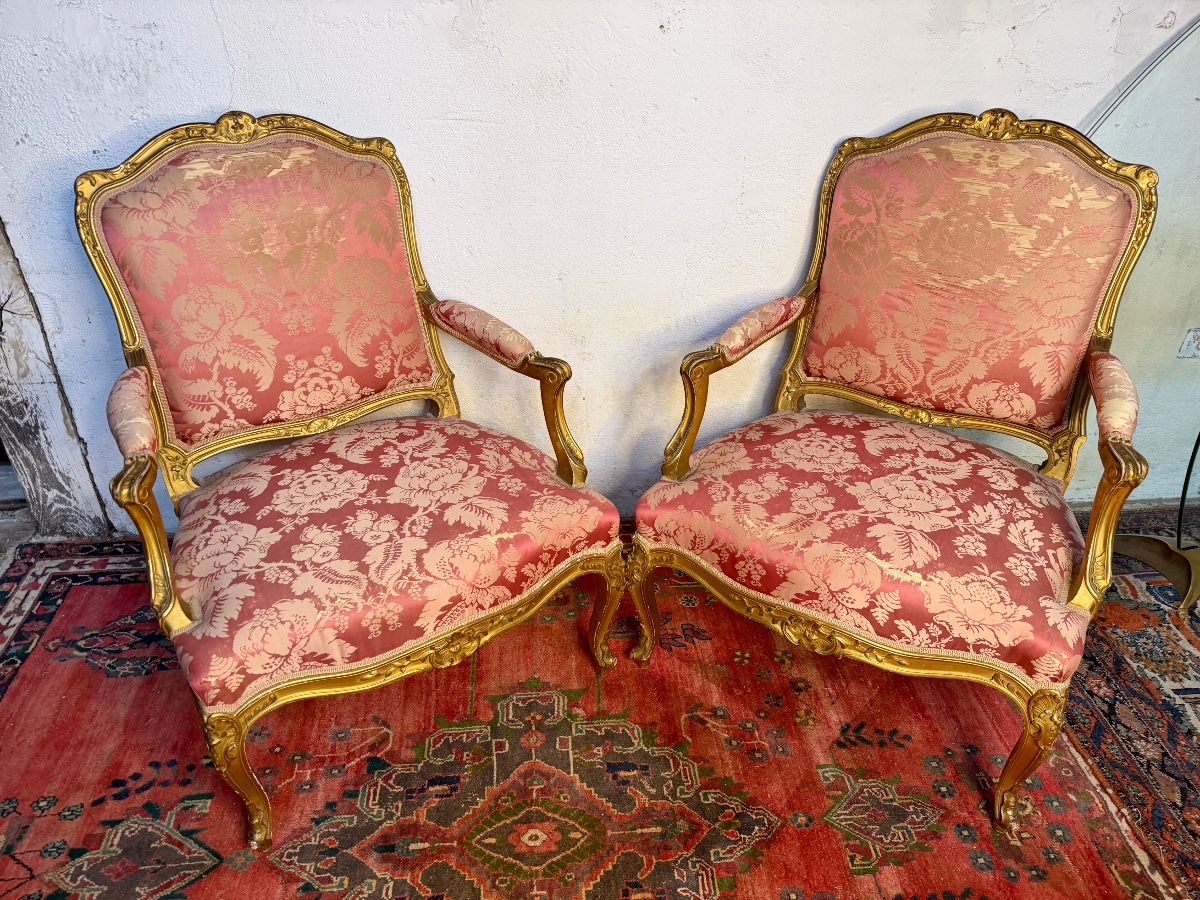 paire de fauteuils lXV bois doré circa XIX ieme-photo-3