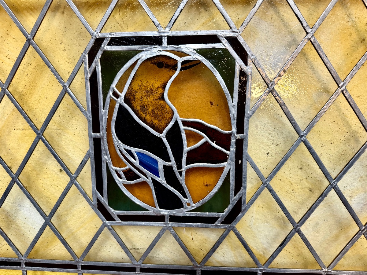 Partition Bench With Stained-glass Panel From The Mulhouse Brewery -photo-3