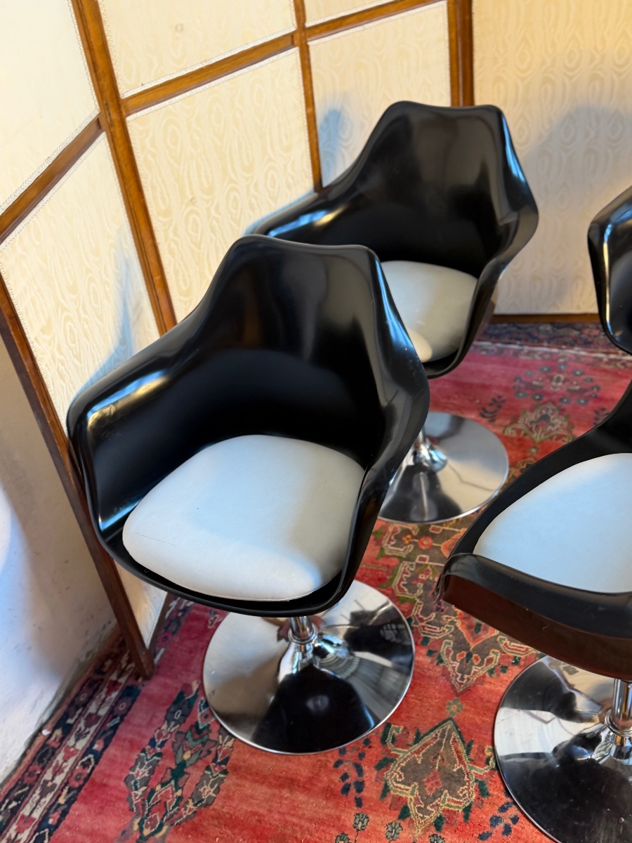 Set Of 4 Swivel, Height-adjustable Shell Chairs-photo-2