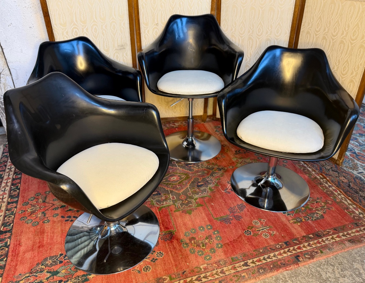 Set Of 4 Swivel, Height-adjustable Shell Chairs-photo-5