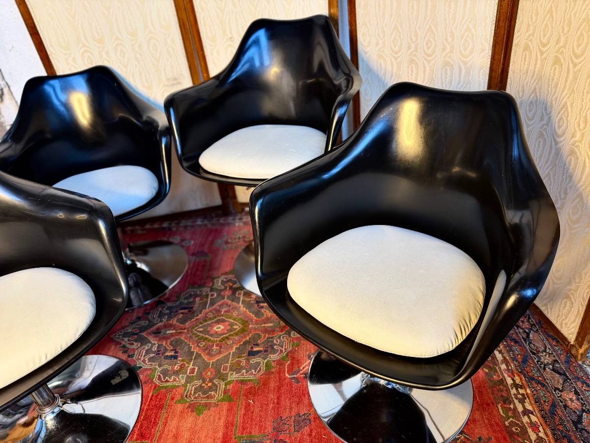 Set Of 4 Swivel, Height-adjustable Shell Chairs