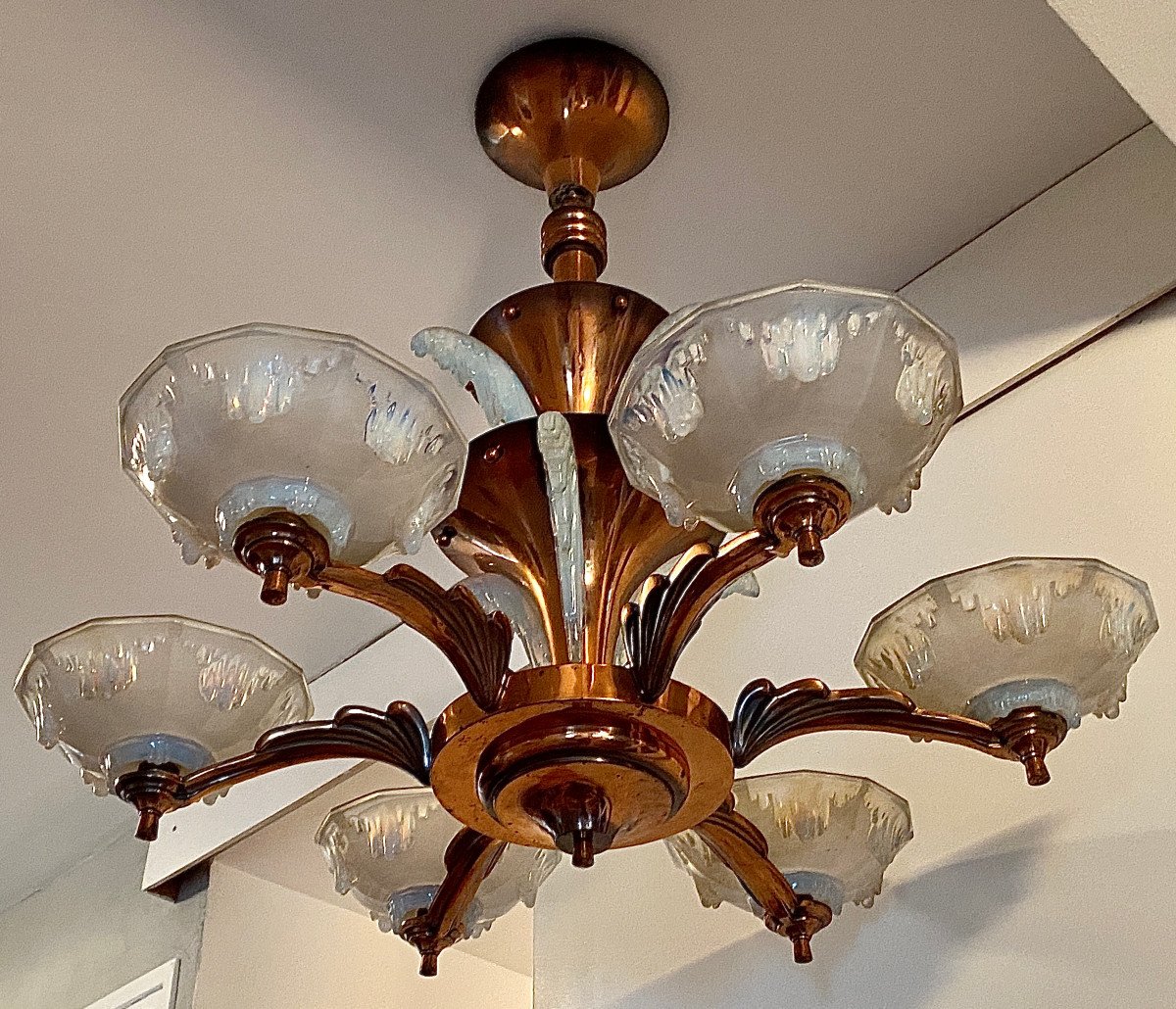 Important Art Deco Chandelier 6 Lights