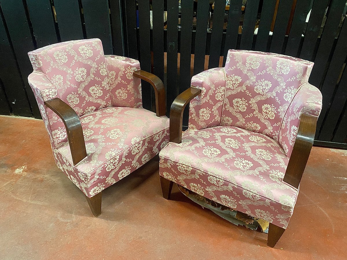 Pair Of Art Deco Armchairs-photo-4