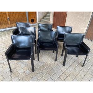 7 Armchairs Of Couro Of Braise Black Leather