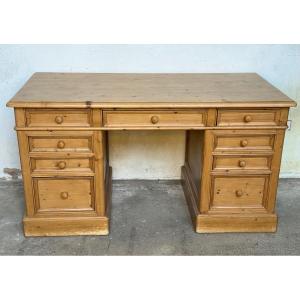 bureau ministre pin massif 9 tiroirs