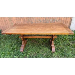 table de ferme et ses deux bancs chêne massif