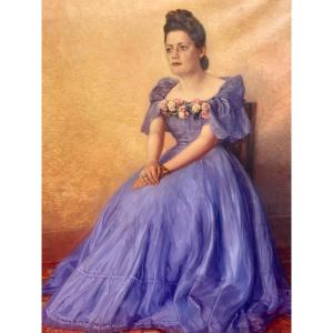 Large Framed Oil Portrait On Canvas