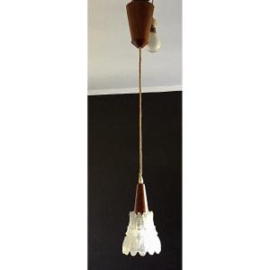 Suspension Scandinave Teck Et Pate De Verre 