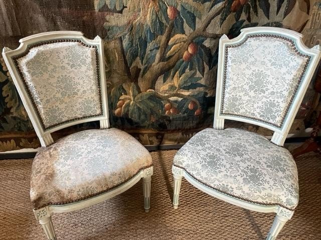 Paire de chaises d'époque Louis XVI-photo-2