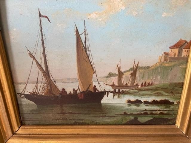 Marine sur bois figurant des pêcheurs-photo-3