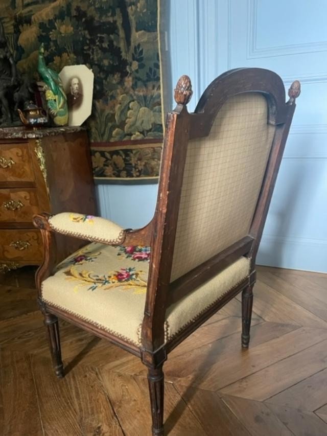 Flat Backrest In Natural Wood, Louis XVI Period-photo-4