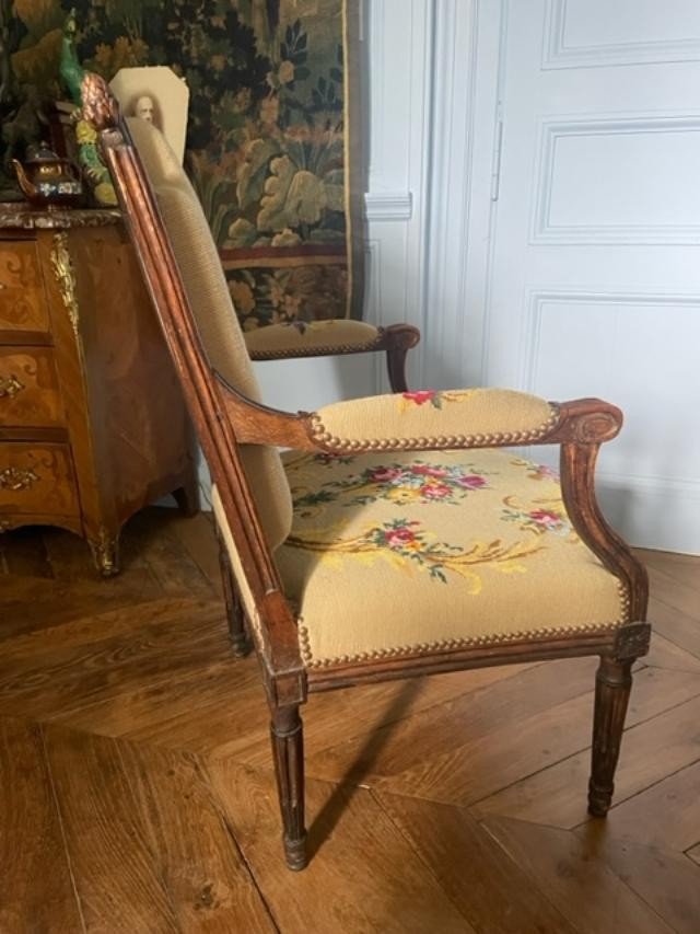 Flat Backrest In Natural Wood, Louis XVI Period-photo-2