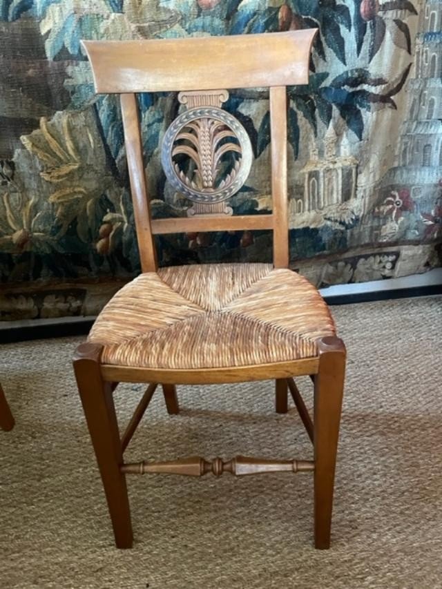 Suite de 5 chaises en bois naturel de style directoire-photo-3