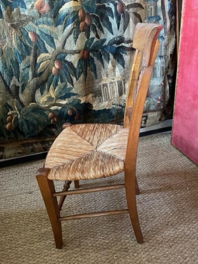 Suite de 5 chaises en bois naturel de style directoire-photo-1