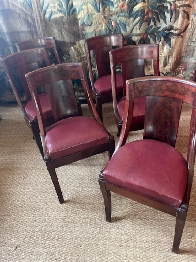 Suite Of 6 Chairs In Mahogany Model From The Empire Period-photo-2
