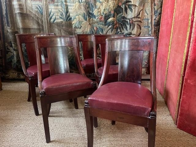 Suite Of 6 Chairs In Mahogany Model From The Empire Period