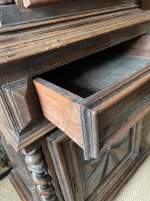 Cabinet &agrave; deux corps en bois naturel Louis XIV-photo-3