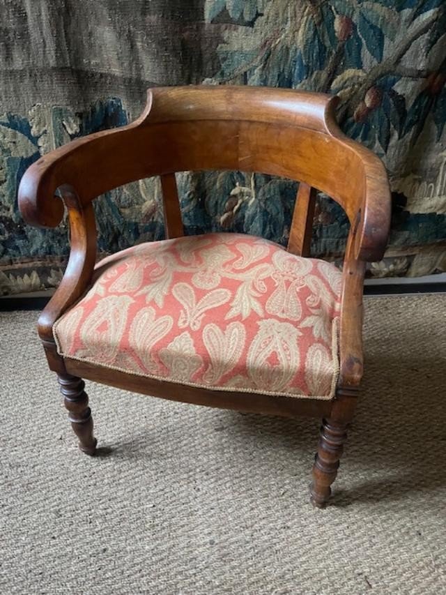 Fauteuil de bureau en bois naturel d&#039;&eacute;poque restauration-photo-2
