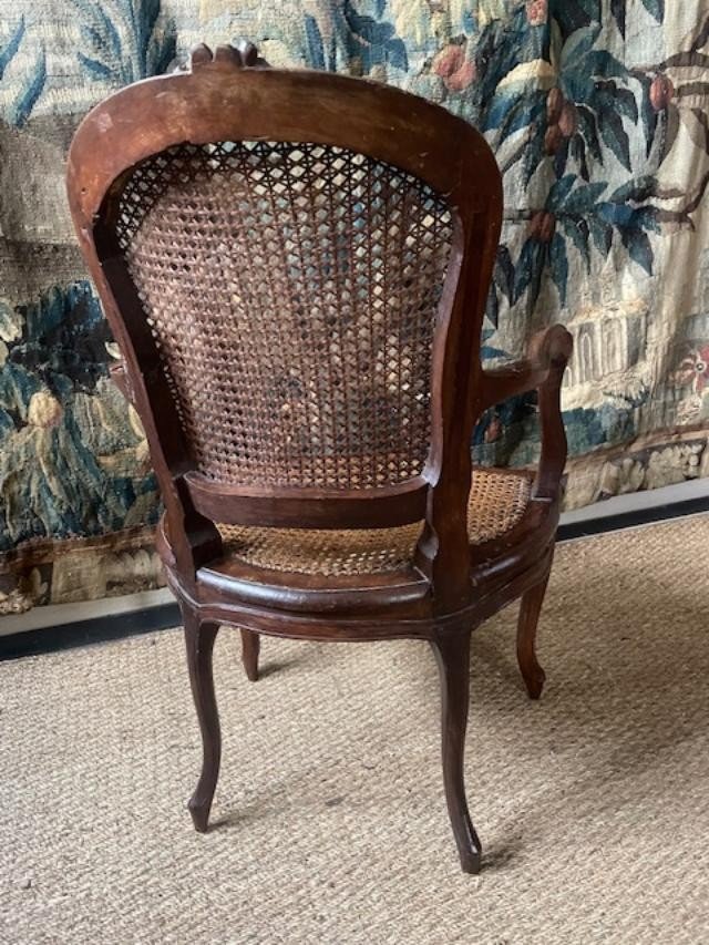 Beau fauteuil en bois naturel d'époque Louis XV-photo-2
