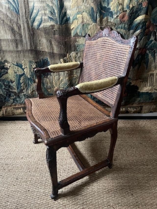 Fauteuil cann&eacute; d&#039;&eacute;poque R&eacute;gence en bois naturel-photo-2