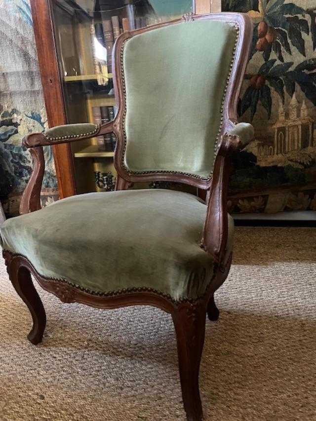 Paire de fauteuils cabriolet d'époque Louis XV-photo-3