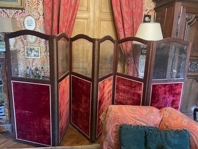 Important 19th Century Mahogany Six-leaf Screen-photo-3