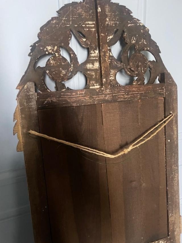 Miroir en bois doré et sculpté de style Louis XVI-photo-3