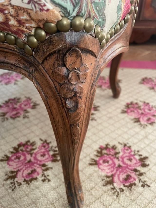 Paire de fauteuils à dossier plat de style Louis XV-photo-5