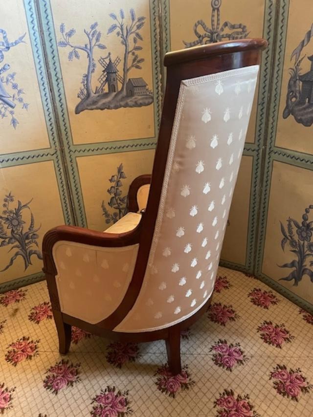 Surprising Mahogany Gondola Armchair From The Empire Period -photo-4