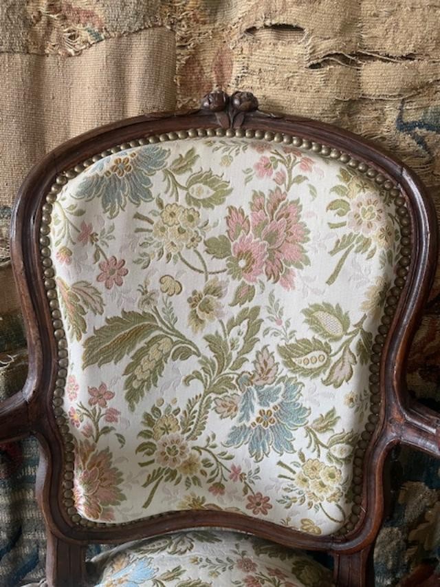 Paire de fauteuils 18 ème en bois naturel d'époque Louis XV-photo-3