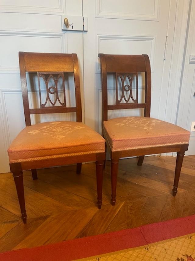 Pair Of Natural Wood Chairs From The Directoire Period