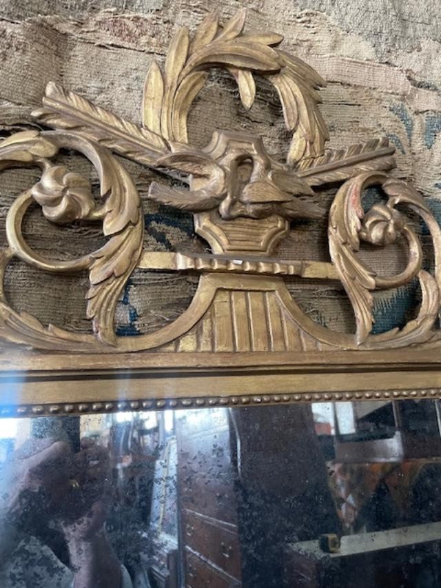 Miroir Louis XVI en bois doré et sa glace au mercure-photo-2