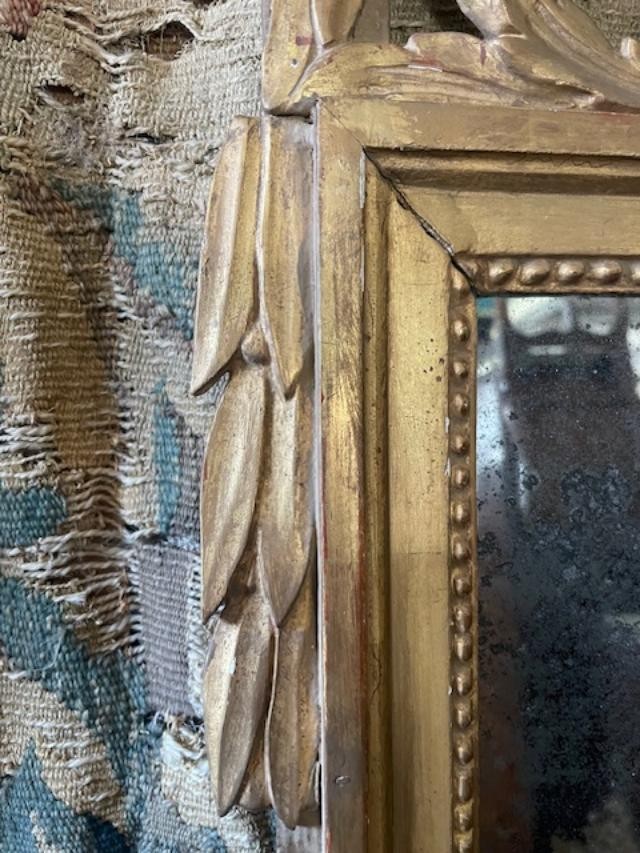 Miroir Louis XVI en bois doré et sa glace au mercure-photo-4